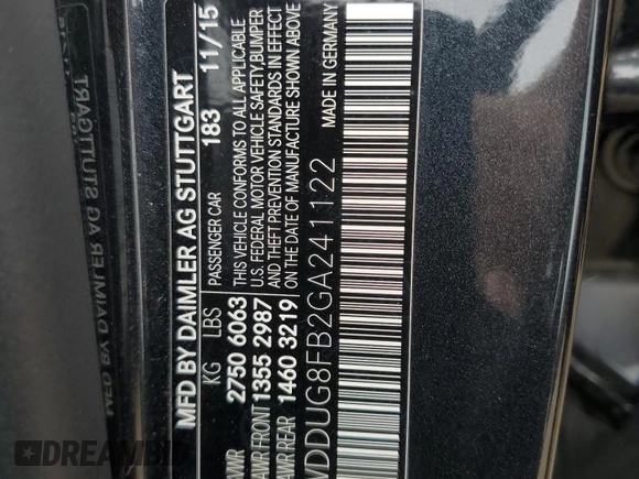 2016 Mercedes-Benz S 550 z VIN WDDUG8FB2GA241122, wystawiony jako Copart lot #59210215 z przebiegiem 66 907 mil mil oraz Szkoda całkowita • Salvage title. Historia ofert i sprzedaży dostępna na DreamBid. Obrazek 12.
