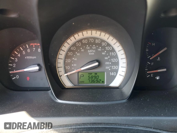 2009 Kia Spectra EX with VIN KNAFE222995027376, listed as a Copart auction lot 52406025 with 73,692 mi miles and Salvage Title. Bid and sale history available at DreamBid. Image 9.
