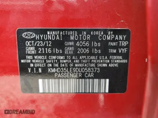 2013 Hyundai Elantra GT with VIN KMHD35LE9DU058373, listed as a Copart auction lot 59804034 with 131,539 mi miles and Salvage Title. Bid and sale history available at carsss.com. Image 12.
