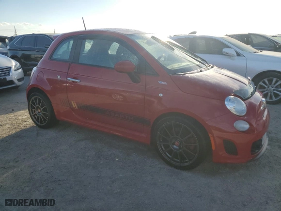 2015 FIAT 500 Abarth with VIN 3C3CFFFH7FT502497, listed as a Copart auction lot 74167554 with 0 mi miles and Salvage Title. Bid and sale history available at carsss.com. Image 4.