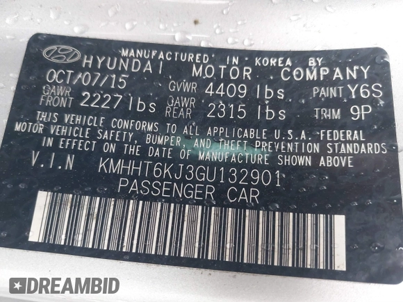 2016 Hyundai Genesis Coupe 3.8L Base with VIN KMHHT6KJ3GU132901, listed as a IAAI auction lot 41525043 with 94,012 mi miles. Bid and sale history available at carsss.com. Image 9.