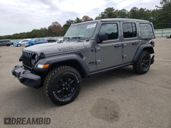 2022 Jeep Wrangler Unlimited Sport S z VIN 1C4HJXDG5NW109364, wystawiony jako Copart lot #55467853 z przebiegiem 34 742 mil mil oraz Szkoda całkowita • Salvage title. Historia ofert i sprzedaży dostępna na DreamBid. Obrazek 1.