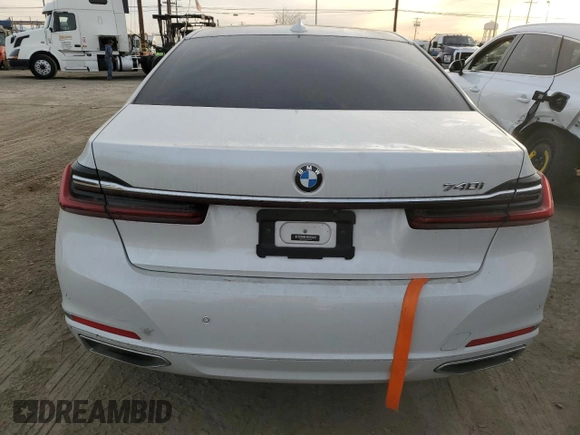 2020 BMW 7 Series 740i with VIN WBA7T2C07LCD01249, listed as a Copart auction lot 89365855 with 38,432 mi miles and Salvage Title. Bid and sale history available at carsss.com. Image 6.