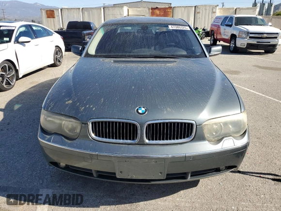 2002 BMW 7 Series 745Li with VIN WBAGN63422DR03230, listed as a Copart auction lot 47386325 with 187,235 mi miles and Salvage Title. Bid and sale history available at carsss.com. Image 5.