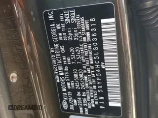 2020 Kia Telluride SX with VIN 5XYP54HC5LG036318, listed as a Copart auction lot 65698205 with 117,914 mi miles and Clean title. Bid and sale history available at DreamBid. Image 12.