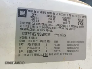 2012 GMC Sierra 1500 SLE with VIN 3GTP2VE77CG207786, listed as a IAAI auction lot 41865391 with 157,780 mi miles and . Bid and sale history available at DreamBid. Image 9.