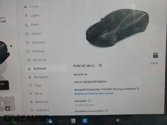 2023 Tesla Model 3 z VIN 5YJ3E1EA0PF518014, wystawiony jako Copart lot #58832535 z przebiegiem 60 474 mil mil oraz Szkoda całkowita • Salvage title. Historia ofert i sprzedaży dostępna na DreamBid. Obrazek 9.