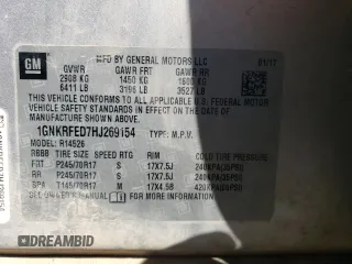 2017 Chevrolet Traverse LS with VIN 1GNKRFED7HJ269154, listed as a Copart auction lot 52735235 with Not Provided miles and Salvage Title. Bid and sale history available at carsss.com. Image 14.