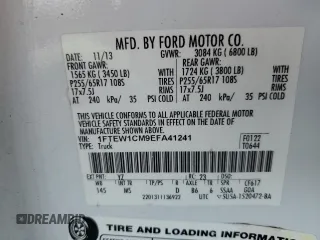 2014 Ford F-150 XL with VIN 1FTEW1CM9EFA41241, listed as a Copart auction lot 56217225 with 256,673 mi miles and Salvage title. Bid and sale history available at DreamBid. Image 13.