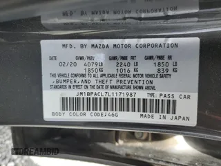 2020 Mazda 3 Select with VIN JM1BPACL7L1171987, listed as a Copart auction lot 56228805 with 66,314 mi miles and Salvage title. Bid and sale history available at DreamBid. Image 12.