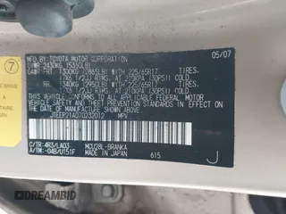 2007 Toyota Highlander w/3rd Row z VIN JTEEP21A070232012, wystawiony jako IAAI lot #41632003 z przebiegiem 225 938 mil mil oraz . Historia ofert i sprzedaży dostępna na DreamBid. Obrazek 9.