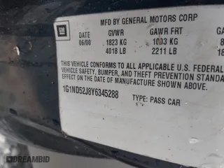 2000 Chevrolet Malibu with VIN 1G1ND52J8Y6345288, listed as a IAAI auction lot 41765786 with 212,921 mi miles. Bid and sale history available at carsss.com. Image 9.