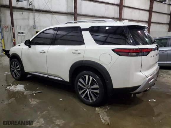 2022 Nissan Pathfinder Platinum with VIN 5N1DR3DK4NC265624, listed as a Copart auction lot 87574605 with 42,063 mi miles and Salvage Title. Bid and sale history available at carsss.com. Image 2.