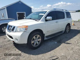 2013 Nissan Armada Platinum z VIN 5N1AA0NE9DN601787, wystawiony jako Copart lot #60665055 z przebiegiem 166 435 mil mil oraz Czysty tytuł • Clean title. Historia ofert i sprzedaży dostępna na DreamBid. Obrazek 1.