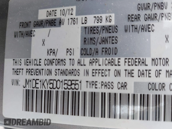 2013 Mazda Mazda2 Sport with VIN JM1DE1KY5D0159551, listed as a IAAI auction lot 41903043 with 107,858 mi miles. Bid and sale history available at carsss.com. Image 9.
