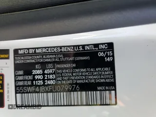 2015 Mercedes-Benz C 300 with VIN 55SWF4JBXFU079976, listed as a Copart auction lot 50727145 with 67,285 mi miles and Salvage Title. Bid and sale history available at carsss.com. Image 12.