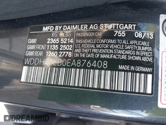 2014 Mercedes-Benz E-Class E 250 BlueTEC Luxury with VIN WDDHF0EB0EA876408, listed as a IAAI auction lot 41614679 with 283,695 mi miles. Bid and sale history available at carsss.com. Image 9.