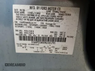 2009 Ford Taurus Limited z VIN 1FAHP25WX9G101791, wystawiony jako Copart lot #56671645 z przebiegiem 120 918 mil mil oraz Nie do naprawy • Non repairable. Historia ofert i sprzedaży dostępna na DreamBid. Obrazek 12.