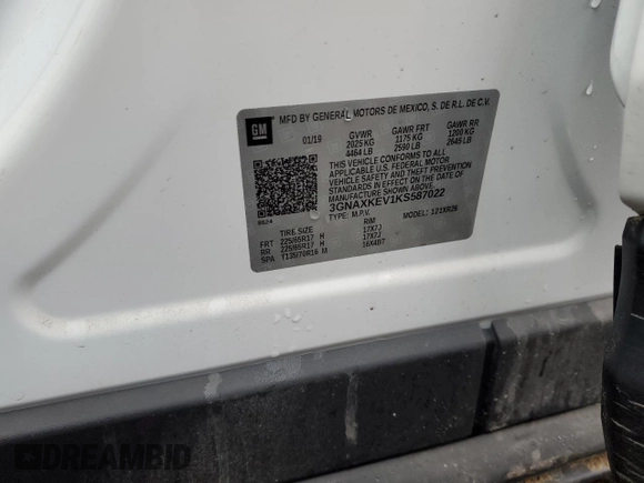 2019 Chevrolet Equinox LT with VIN 3GNAXKEV1KS587022, listed as a Copart auction lot 47767375 with 86,858 mi miles and Salvage Title. Bid and sale history available at carsss.com. Image 15.