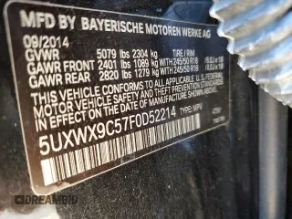 2015 BMW X3 xDrive28i with VIN 5UXWX9C57F0D52214, listed as a Copart auction lot 69326213 with Not Provided miles and Salvage Title. Bid and sale history available at DreamBid. Image 13.