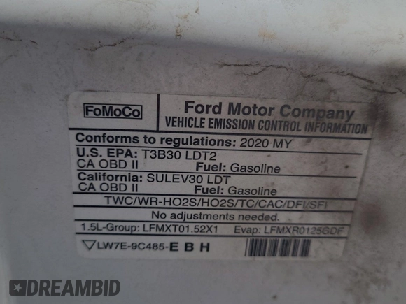 2020 Ford Escape SE z VIN 1FMCU9G60LUB25721, wystawiony jako IAAI lot #42387139 z przebiegiem 75 663 mil mil oraz . Historia ofert i sprzedaży dostępna na DreamBid. Obrazek 1.