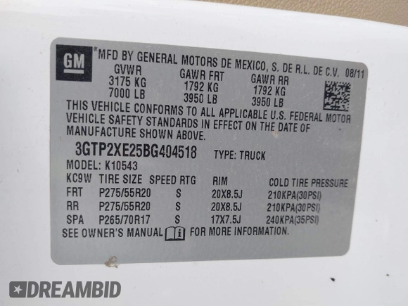 2011 GMC Sierra 1500 Denali z VIN 3GTP2XE25BG404518, wystawiony jako IAAI lot #41504566 z przebiegiem 187 926 mil mil oraz . Historia ofert i sprzedaży dostępna na DreamBid. Obrazek 9.
