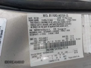 2009 Mercury Grand Marquis LS with VIN 2MEHM75V59X619114, listed as a IAAI auction lot 41685732 with 177,484 mi miles and . Bid and sale history available at DreamBid. Image 9.
