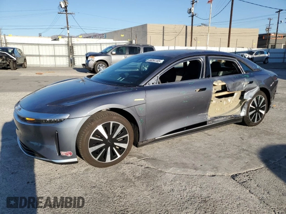 2023 Lucid Air Pure z VIN 50EA1PFA0PA006410, wystawiony jako Copart lot #89054185 z przebiegiem 13 605 mil mil oraz Szkody całkowita. Historia ofert i sprzedaży dostępna na DreamBid. Obrazek 1.