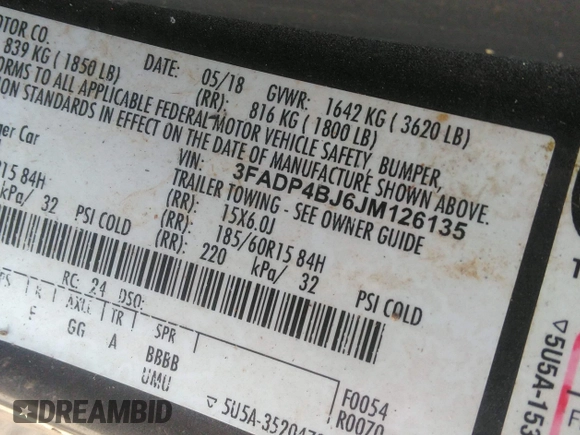 2018 Ford Fiesta SE z VIN 3FADP4BJ6JM126135, wystawiony jako IAAI lot #42503766 z przebiegiem 14 836 mil mil oraz . Historia ofert i sprzedaży dostępna na DreamBid. Obrazek 9.