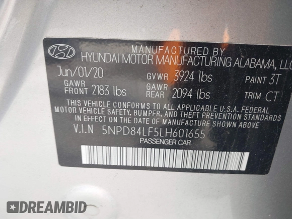 2020 Hyundai Elantra Value Edition z VIN 5NPD84LF5LH601655, wystawiony jako IAAI lot #40469963 z przebiegiem 58 932 mil mil oraz . Historia ofert i sprzedaży dostępna na DreamBid. Obrazek 9.