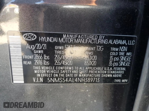 2022 Hyundai Santa Fe Calligraphy with VIN 5NMS54AL4NH389713, listed as a Copart auction lot 48257505 with 26,970 mi miles and Salvage Title. Bid and sale history available at carsss.com. Image 13.
