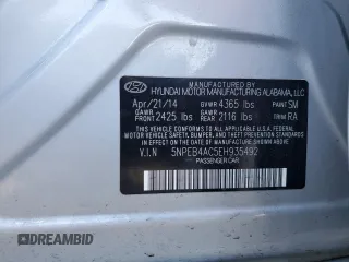 2014 Hyundai Sonata GLS with VIN 5NPEB4AC5EH935492, listed as a Copart auction lot 50456485 with 134,904 mi miles and Salvage Title. Bid and sale history available at carsss.com. Image 12.