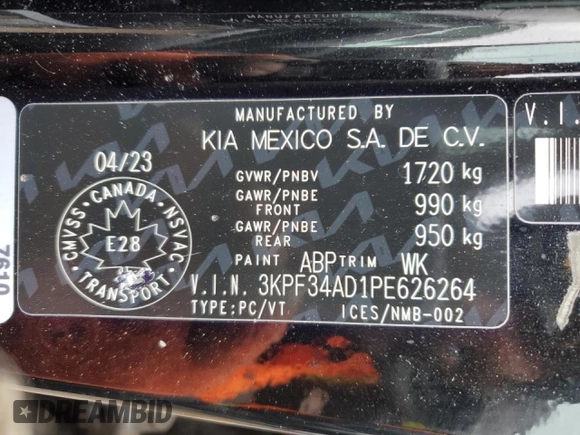 2023 Kia Forte GT-Line with VIN 3KPF34AD1PE626264, listed as a Copart auction lot 47520195 with 62,269 mi miles and Salvage Title. Bid and sale history available at carsss.com. Image 13.