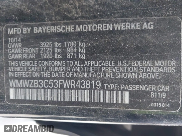 2015 MINI Countryman with VIN WMWZB3C53FWR43819, listed as a IAAI auction lot 41610007 with 134,185 mi miles and . Bid and sale history available at DreamBid. Image 9.