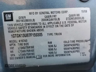 2007 GMC Sierra 1500HD SLE z VIN 1GTGK13U87F159305, wystawiony jako Copart lot #76525854 z przebiegiem Nie podano mil oraz Szkody całkowita. Historia ofert i sprzedaży dostępna na DreamBid. Obrazek 12.