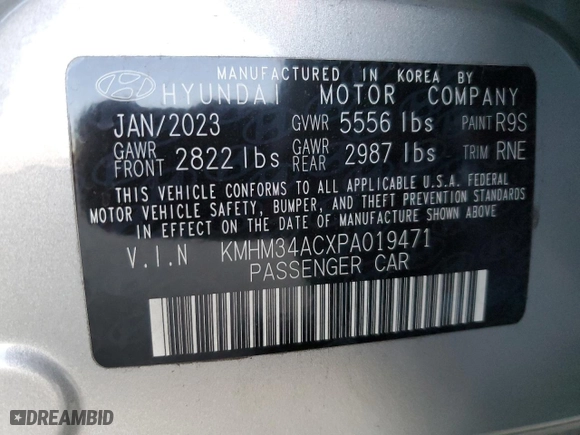 2023 Hyundai IONIQ 6 SEL with VIN KMHM34ACXPA019471, listed as a Copart auction lot 83753444 with NaN miles and Salvage Title. Bid and sale history available at carsss.com. Image 13.