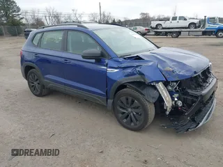 2024 Volkswagen Taos S с VIN 3VV5X7B29RM102241, выставлен на аукционе IAAI как лот 41805515 с пробегом 4 769 миль миль и . История ставок и продаж доступна на DreamBid. Изображение 1.