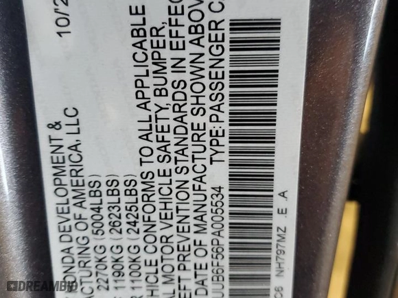 2023 Acura TLX w/A-Spec Package with VIN 19UUB6F56PA005534, listed as a Copart auction lot 88204205 with 0 mi miles and Salvage Title. Bid and sale history available at carsss.com. Image 13.
