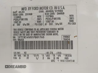 2001 Ford Ranger XL with VIN 1FTYR14V01PB01763, listed as a IAAI auction lot 42200132 with 202,457 mi miles and . Bid and sale history available at carsss.com. Image 9.