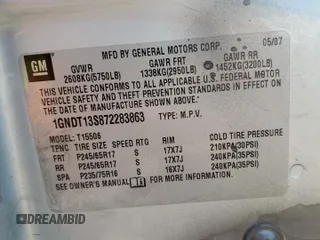 2007 Chevrolet TrailBlazer LS with VIN 1GNDT13S872283863, listed as a Copart auction lot 67150544 with Not Provided miles and Salvage Title. Bid and sale history available at DreamBid. Image 13.