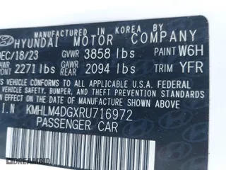 2024 Hyundai Elantra SEL with VIN KMHLM4DGXRU716972, listed as a IAAI auction lot 40711348 with 26,579 mi miles. Bid and sale history available at carsss.com. Image 9.