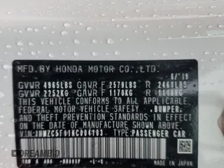 2019 Honda Clarity Plug-In Hybrid with VIN JHMZC5F11KC004103, listed as a Copart auction lot 41896904 with 43,018 mi miles. Bid and sale history available at carsss.com. Image 12.