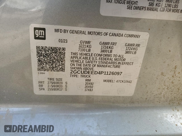 2023 Chevrolet Silverado 1500 RST with VIN 2GCUDEED4P1126097, listed as a Copart auction lot 68518414 with 31,462 mi miles and Salvage Title. Bid and sale history available at DreamBid. Image 14.