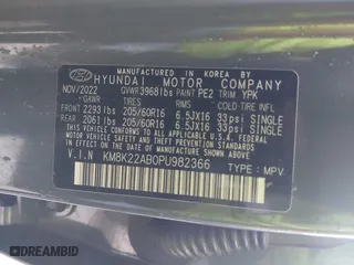 2023 Hyundai Kona SE with VIN KM8K22AB0PU982366, listed as a IAAI auction lot 41642860 with 53,008 mi miles. Bid and sale history available at carsss.com. Image 9.