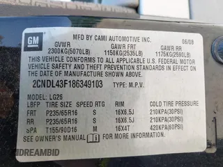 2008 Chevrolet Equinox LT z VIN 2CNDL43F186349103, wystawiony jako IAAI lot #42316875 z przebiegiem 165 495 mil mil oraz . Historia ofert i sprzedaży dostępna na DreamBid. Obrazek 9.
