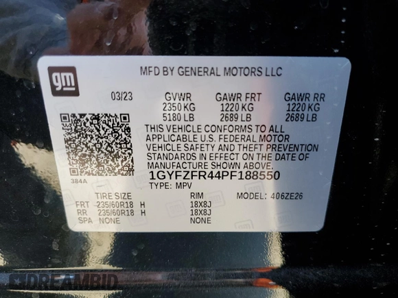 2023 Cadillac XT4 AWD Sport with VIN 1GYFZFR44PF188550, listed as a Copart auction lot 44983924 with 6,692 mi miles. Bid and sale history available at carsss.com. Image 12.