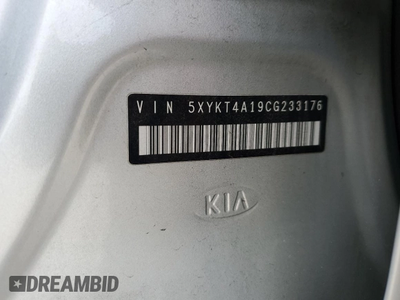 2012 Kia Sorento LX with VIN 5XYKT4A19CG233176, listed as a Copart auction lot 44507375 with 0 mi miles and Clean Title. Bid and sale history available at carsss.com. Image 13.