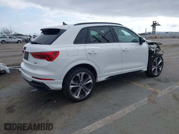 2022 Audi Q3 S line Premium Plus with VIN WA1EECF35N1017446, listed as a IAAI auction lot 42083430 with 37,713 mi miles and . Bid and sale history available at DreamBid. Image 4.