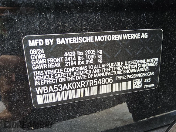 2024 BMW 2 Series 228i with VIN WBA53AK0XR7R54806, listed as a Copart auction lot 53901545 with 13,569 mi miles and Clean title. Bid and sale history available at DreamBid. Image 13.