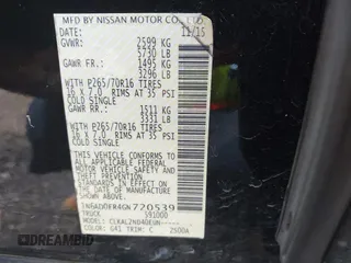 2016 Nissan Frontier S z VIN 1N6AD0ER4GN720539, wystawiony jako IAAI lot #42531617 z przebiegiem 224 902 mil mil oraz . Historia ofert i sprzedaży dostępna na DreamBid. Obrazek 9.